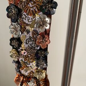 NWT Silk tie-belt w/hand embroidery and embellishments